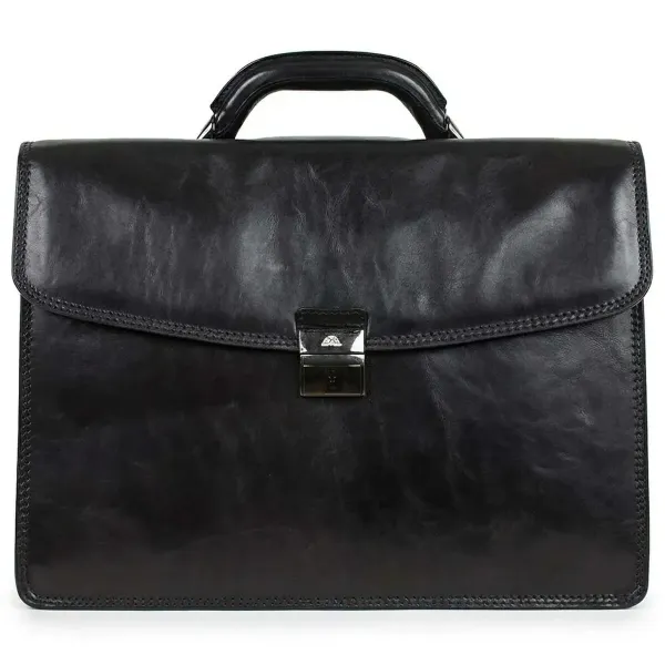 Чоловічий діловий портфель Tony Perotti 8009/42 nero (90377) Чорний