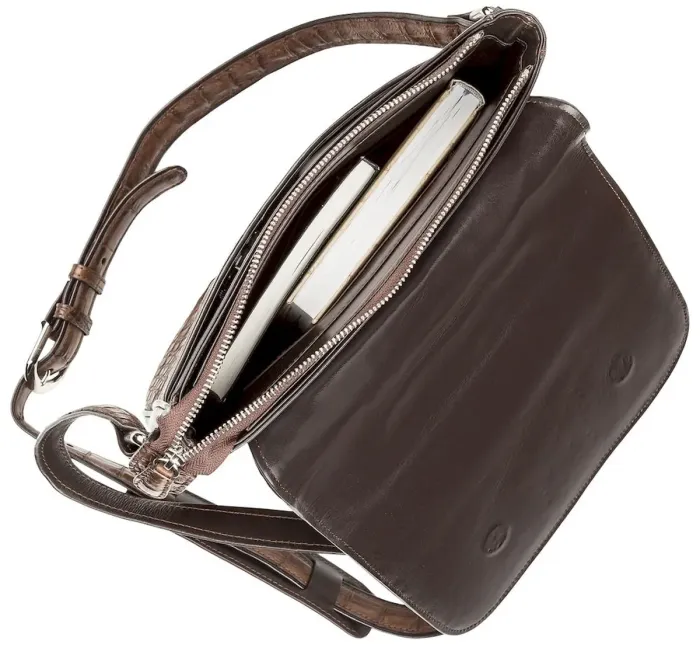 Сумка чоловіча CROCODILE LEATHER 18262 з натуральної шкіри крокодила Коричнева