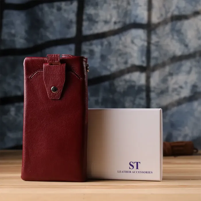 Шкіряний жіночий гаманець-клатч із відділенням під телефон ST Leather 23102 Бордовий