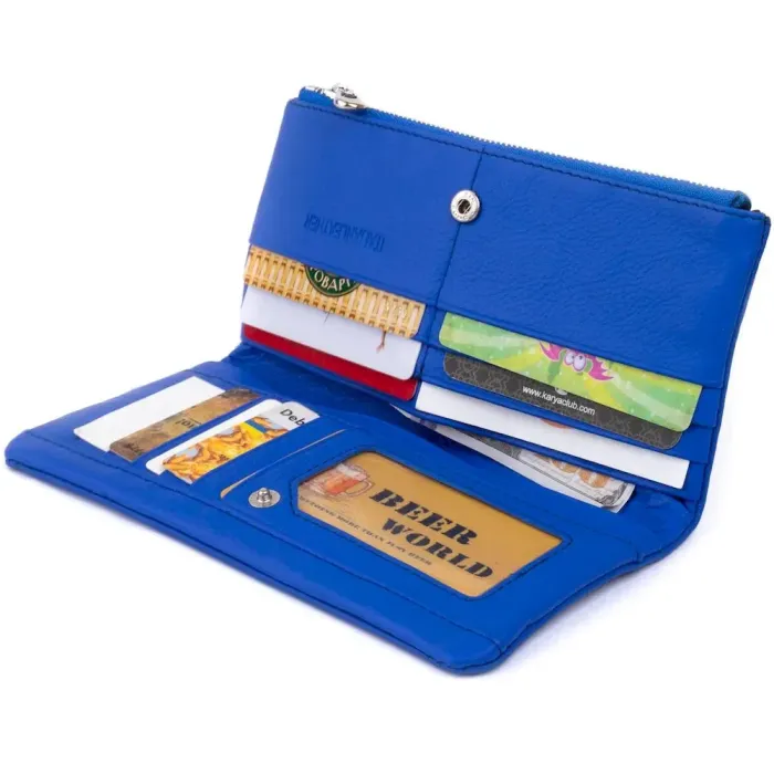 Вертикальный кошелек на кнопке унисекс ST Leather 19205 Синий