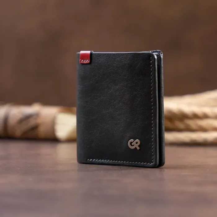  Стильне портмоне-кредитниця комбі в гладкій шкірі GRANDE PELLE 11327 Чорне