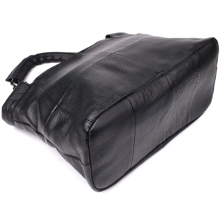Зручна повсякденна сумка з натуральної шкіри для жінок Vintage 22992 Чорний
