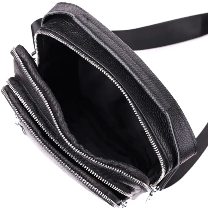 Практична вертикальна сумка для чоловіків із натуральної шкіри Vintage 15114 Чорний