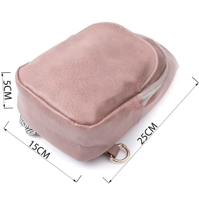 Компактна жіноча сумка через плече з екошкіри з акцентом на текстильну лямку Vintage 22778 Коричневий