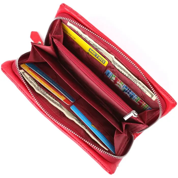 Практичний жіночий гаманець-клатч із відділенням під телефон із натуральної шкіри ST Leather 23100 Червоний