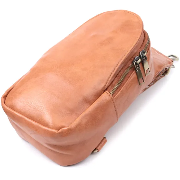 Цікава сумка через плече в модному кольорі з екошкіри Vintage 22793 Рудий