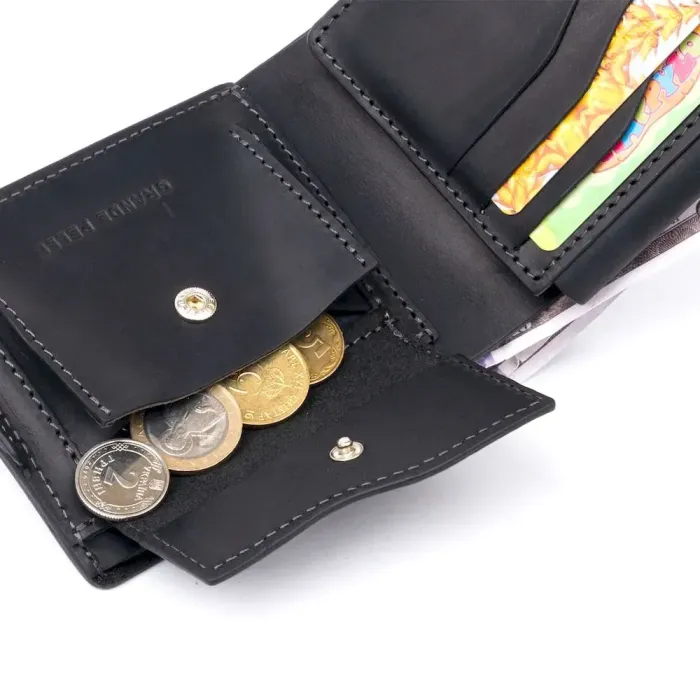 Портмоне горизонтальне Amico на магніті на два відділення матове GRANDE PELLE 11319 Чорне