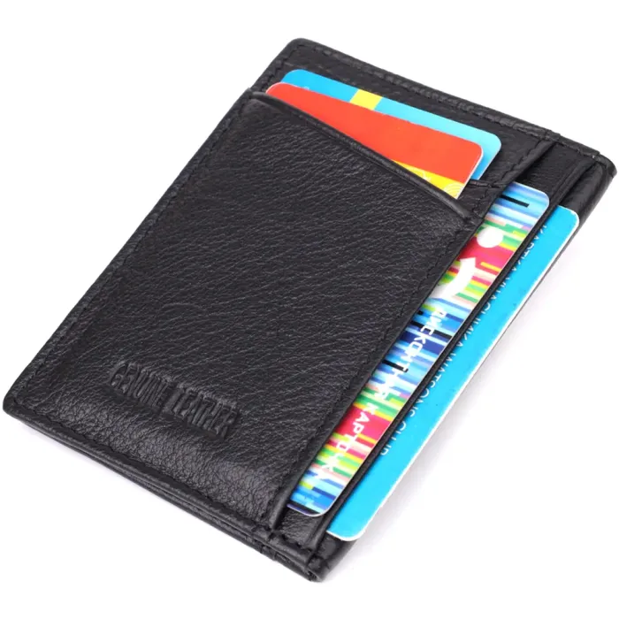Чоловічий гаманець для карток із натуральної шкіри ST Leather 23091 Чорний