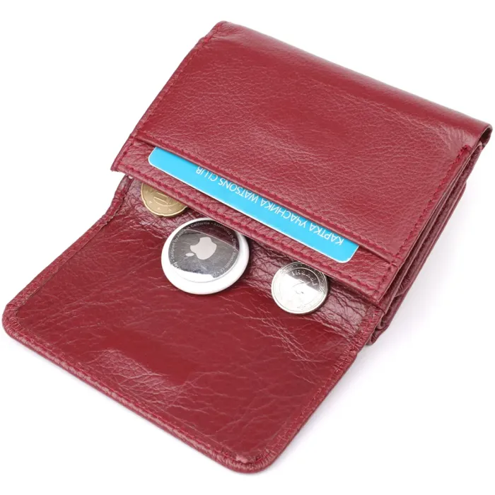 Компактний гаманець зручного формату із натуральної шкіри ST Leather 23077 Бордовий
