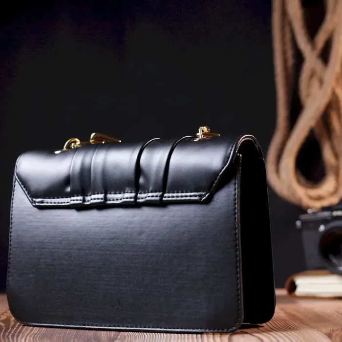 Стильна жіноча сумка зі шкірозамінника Vintage 18709 Чорний