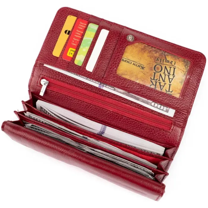 Гаманець шкіряний у дві додавання жіночий ST Leather 19288 Бордовий