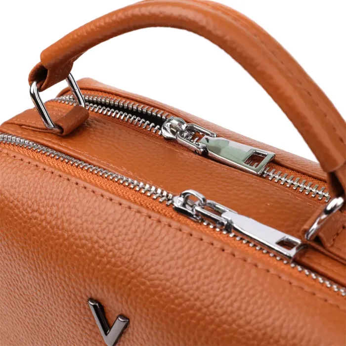 Стильна жіноча сумка з натуральної шкіри з подвійним внутрішнім простором Vintage 22921 Рудий