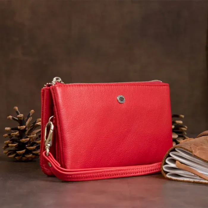 Місткий клатч із двох частин жіночий ST Leather 19251 Червоний