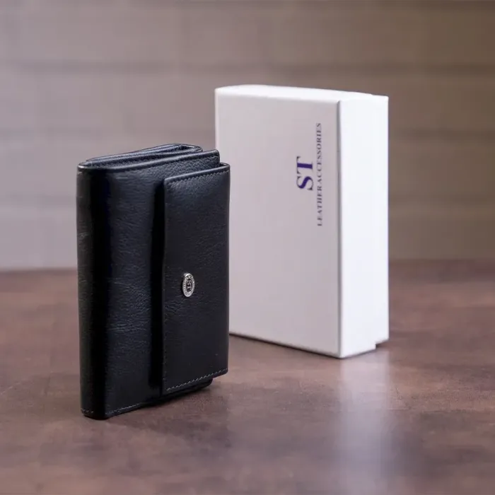 Кошелек горизонтальный женский из двух частей ST Leather 19369 Черный