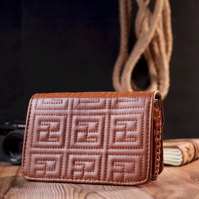 Компактна жіноча сумка з еко-шкіри на плече Vintage 18705 Коричневий