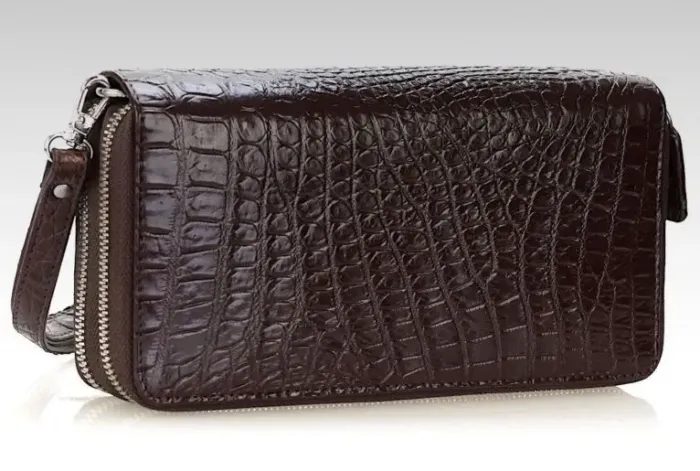 Гаманець-клатч CROCODILE LEATHER 18260 із натуральної шкіри крокодила Коричневий