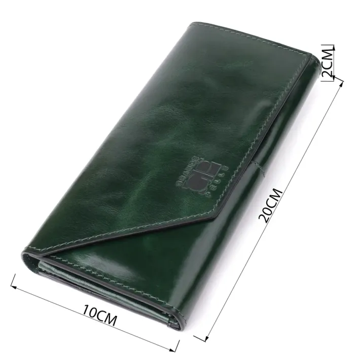 Добротний гаманець у два складення з натуральної гладкої шкіри GRANDE PELLE 22945 Зелений