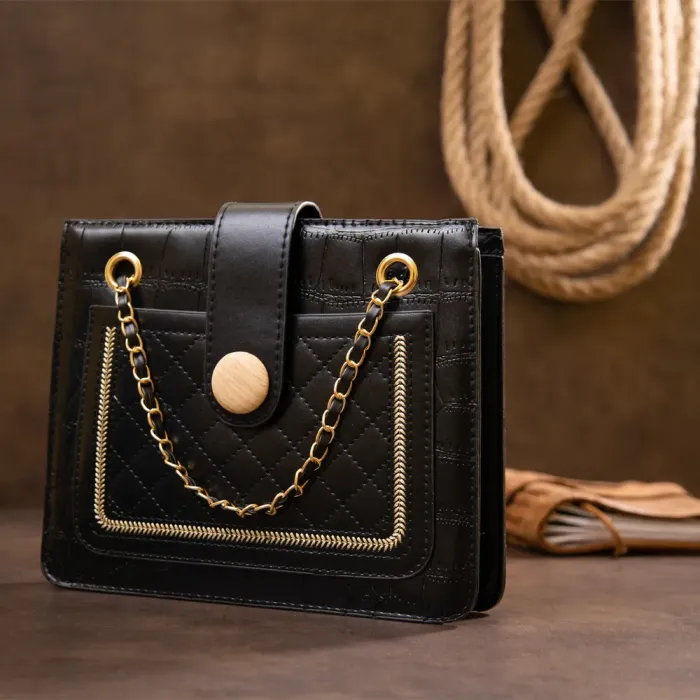 Сумка зі шкірозамінника з тисненням Vintage 14943 Чорна