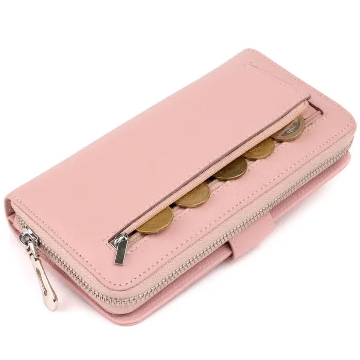 Вертикальний місткий гаманець зі шкіри ST Leather 19303 Рожевий