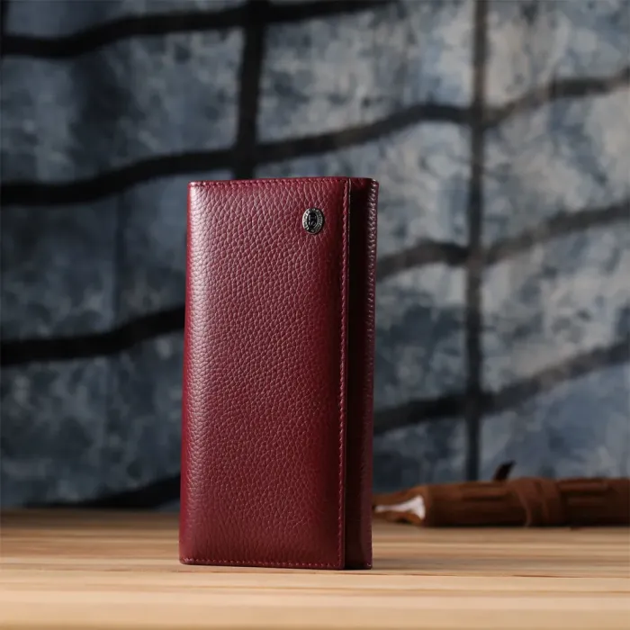 Практичний гаманець для жінок із натуральної шкіри ST Leather 23098 Бордовий