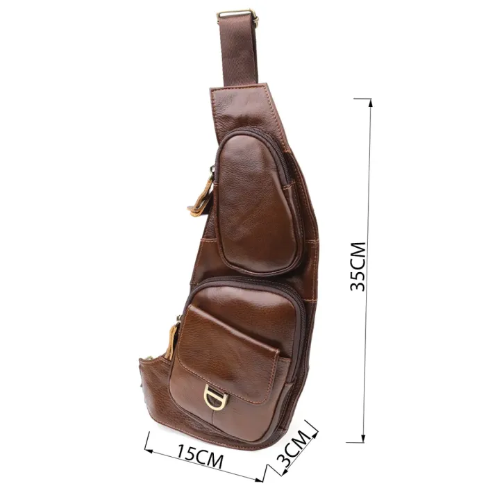 Цікава чоловіча сумка через плече з гладкої натуральної шкіри Vintage 22965 Коричневий