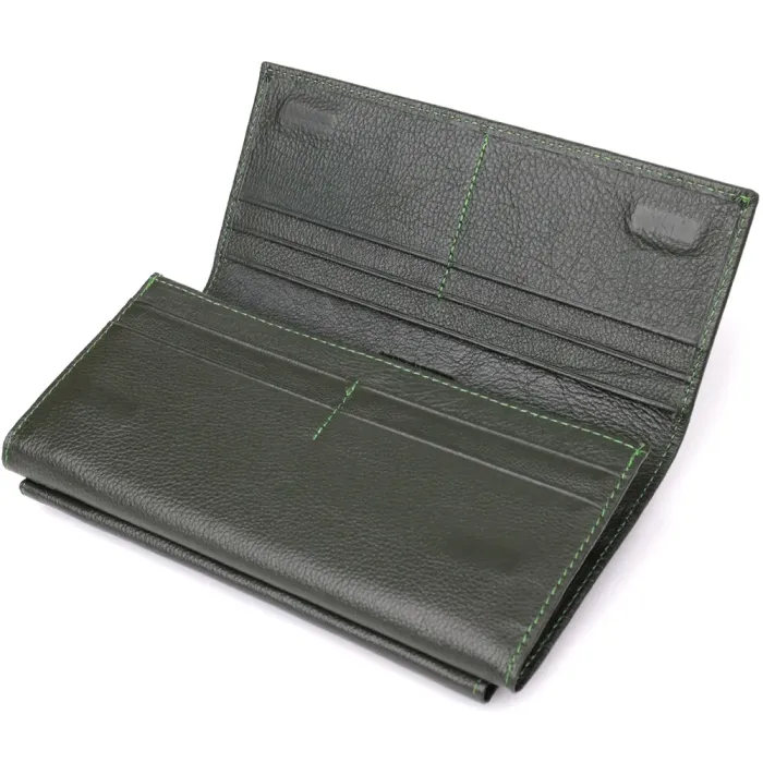 Горизонтальний гаманець з кишенею для телефону з натуральної шкіри ST Leather 23068 Зелений