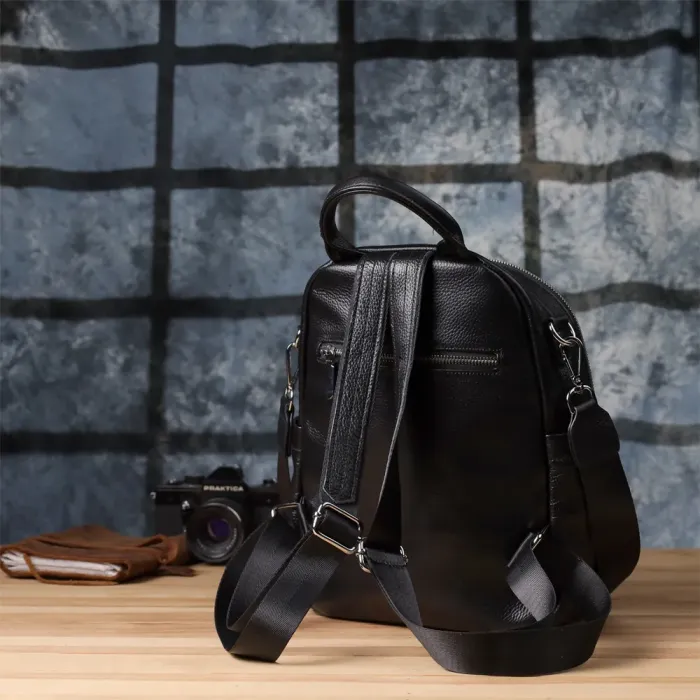 Красивий жіночий рюкзак з натуральної шкіри Vintage 23055 Чорний