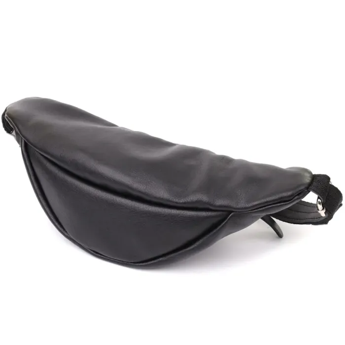 Зручна чоловіча бананка відмінної якості з гладкої натуральної шкіри Shvigel 23143 Чорний