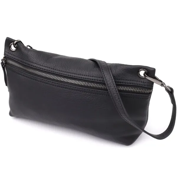 Модна жіноча сумка на плече з натуральної шкіри Vintage 23004 Чорний