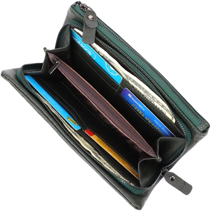 Зручний гаманець для жінок з ременем з натуральної шкіри ST Leather 23104 Зелений