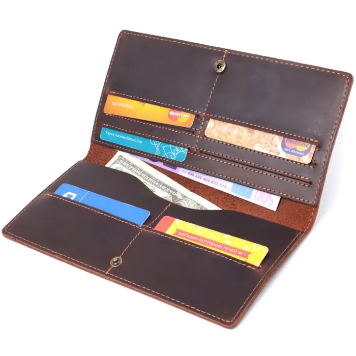 Вертикальний гаманець унісекс із натуральної шкіри Vintage 15083 Коричневий