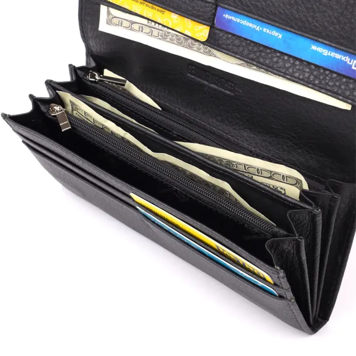 Місткий гаманець для жінок із натуральної шкіри ST Leather 23097 Чорний