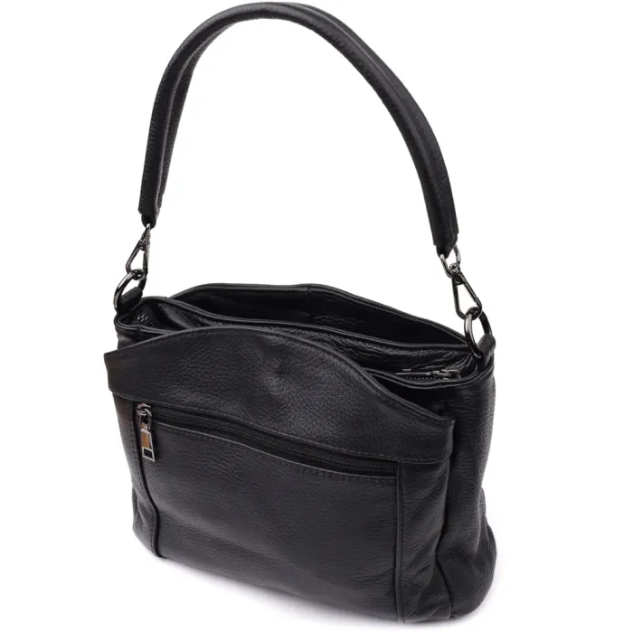 Сумка на плече з натуральної шкіри Vintage 23007 Чорний
