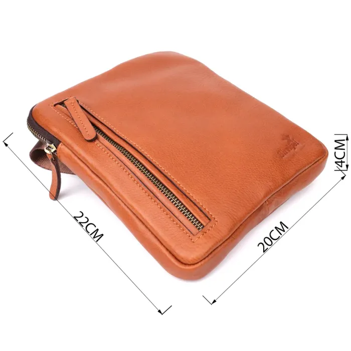 Чоловіча шкіряна сумка через плече із міцної зернистої шкіри Shvigel 23151 Рудий