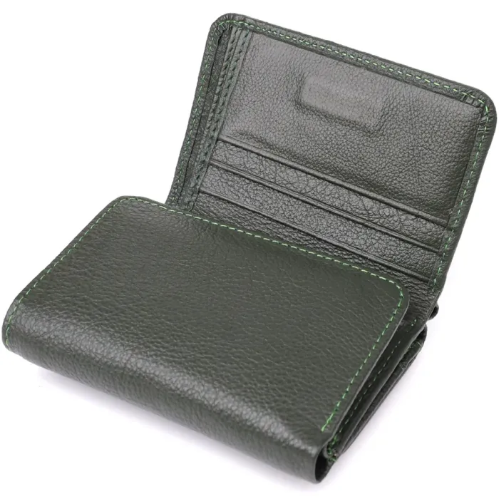 Жіночий гаманець компактного розміру з натуральної шкіри ST Leather 23072 Зелений