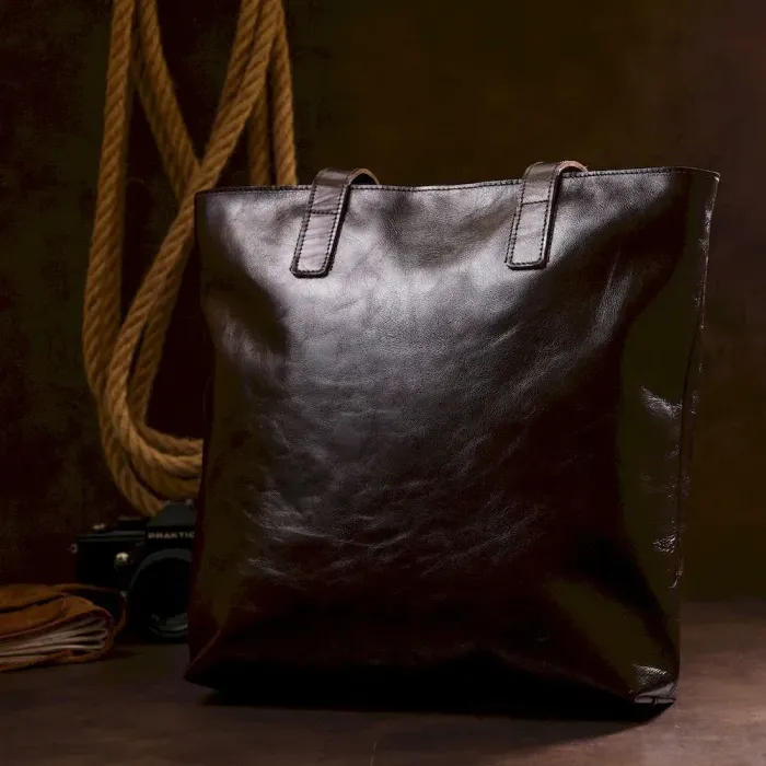 Шкіряна жіноча сумка-шоппер Shvigel 16370 Коричневий