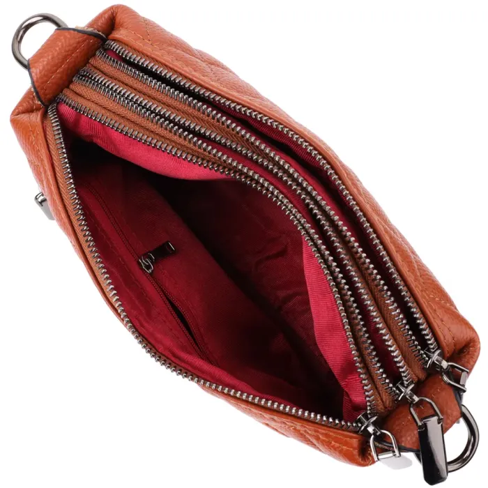 Жіноча сумка прошита модними ромбами з натуральної шкіри Vintage 15143 Рудий