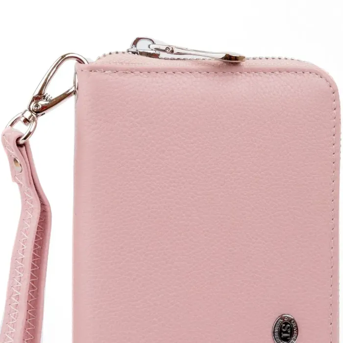 Місткий клатч шкіряний жіночий ST Leather 19279 Рожевий