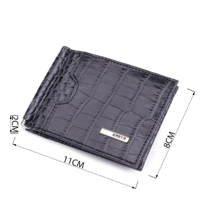 Практичний чоловічий гаманець-затиск із натуральної шкіри KARYA 22851 Сірий