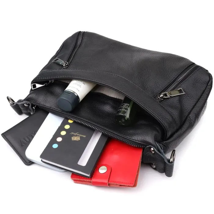 Практична жіноча сумка з натуральної шкіри Vintage 23011 Чорний