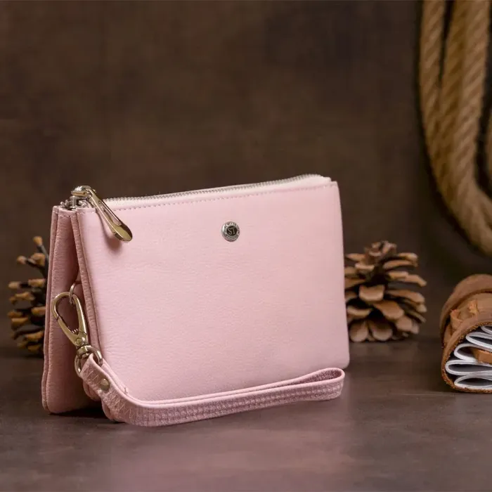 Місткий клатч на два відділення жіночий ST Leather 19250 Рожевий