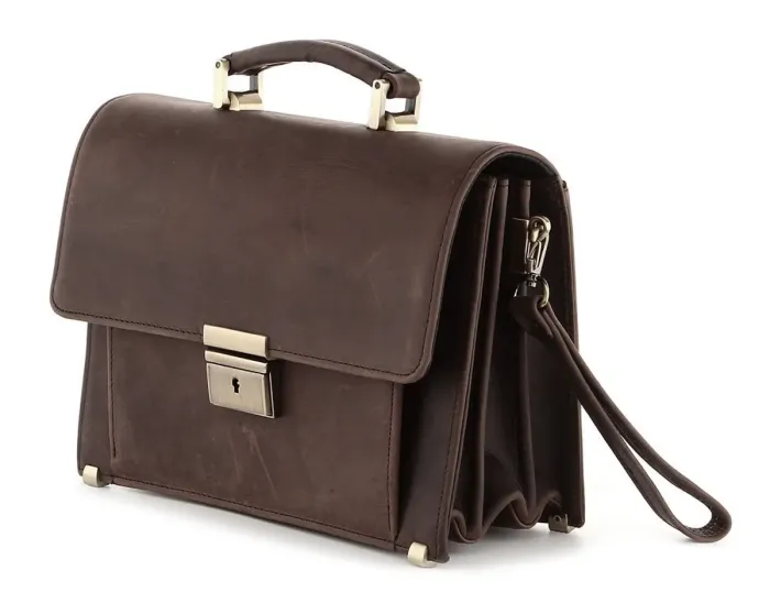 Барсетка SHVIGEL 00760 із вінтажної шкіри Коричнева