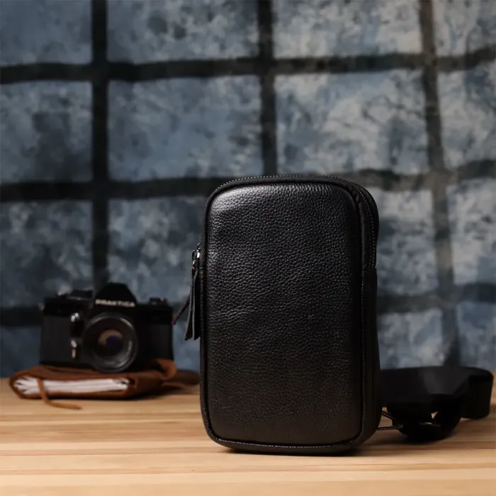 Сумка-слінг для чоловіків з натуральної шкіри Vintage 22955 Чорний