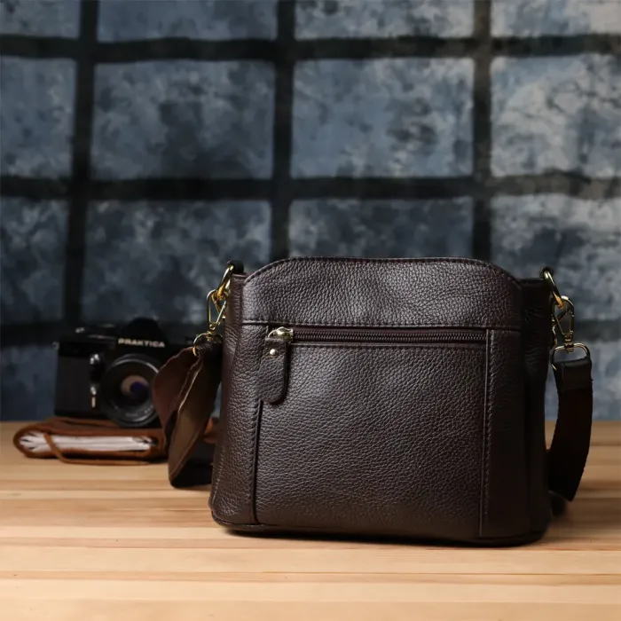 Жіноча сумка з натуральної шкіри зі зручною внутрішньою організацією Vintage 22979 Коричневий