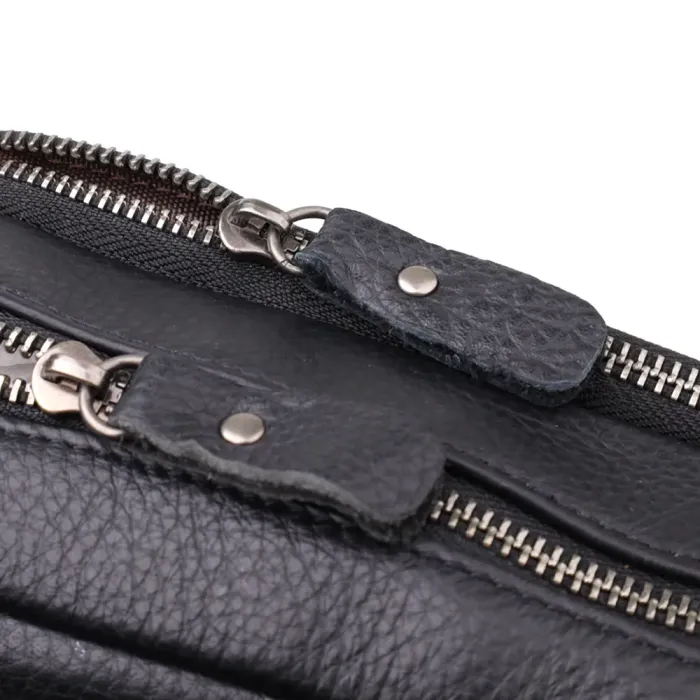 Містка чоловіча сумка на плече з натуральної шкіри Vintage 23022 Чорний