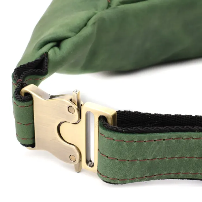 Стильна чоловіча бананка відмінної якості з натуральної шкіри вінтажної шкіри Shvigel 23142 Зелений