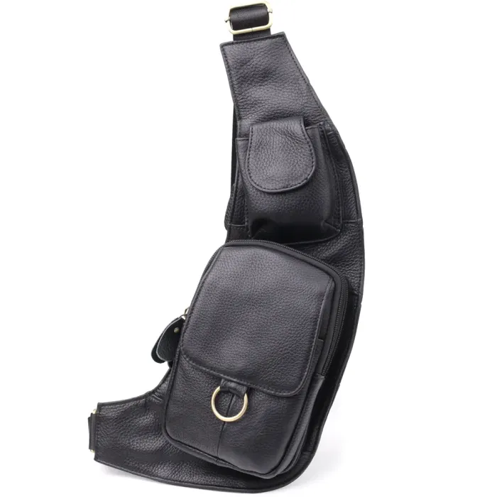 Сумка цікавої форми через плече з натуральної шкіри Vintage 22958 Чорний