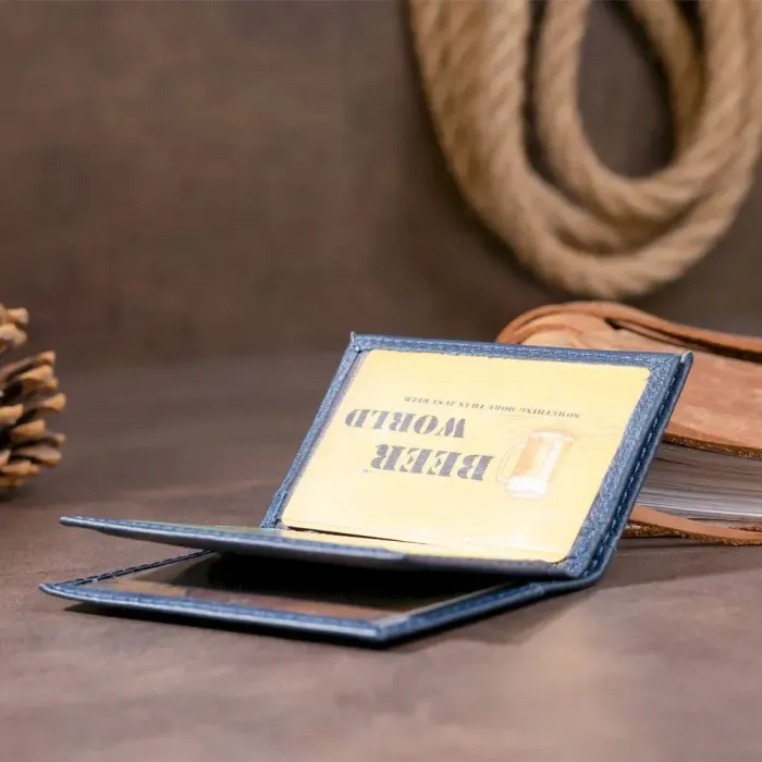 Визитница-книжка ST Leather 19217 Темно-синяя