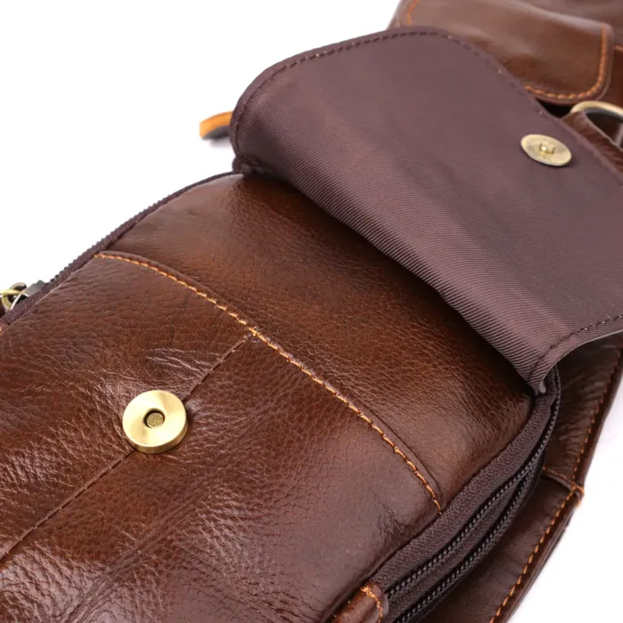 Чоловіча сумка цікавої форми через плече Vintage 22959 Коричневий