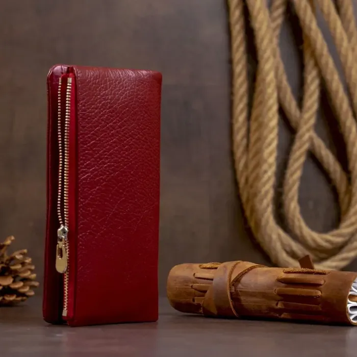 Вертикальный кошелек на кнопке женский ST Leather 19204 Бордовый